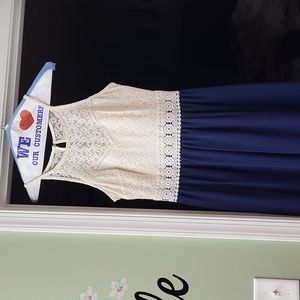 Long evening gown with slit up the side.